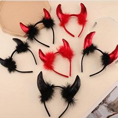 Halloween Demon Head Hoop Red Dark Horn Headwear