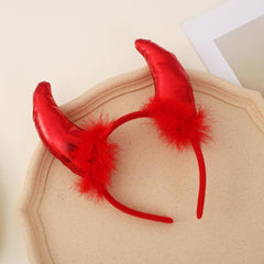 Halloween Demon Head Hoop Red Dark Horn Headwear