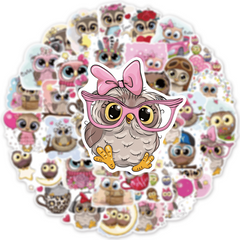 50 Cartoon Owls Waterproof Doodle Stickers