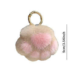 Cat Claw Bag Charm Mink Fur Plush Toy Car Keychain Pendant Gift
