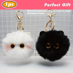 Pink Blusher Cat Plush Doll Key Chain Pendant - Perfect Gift