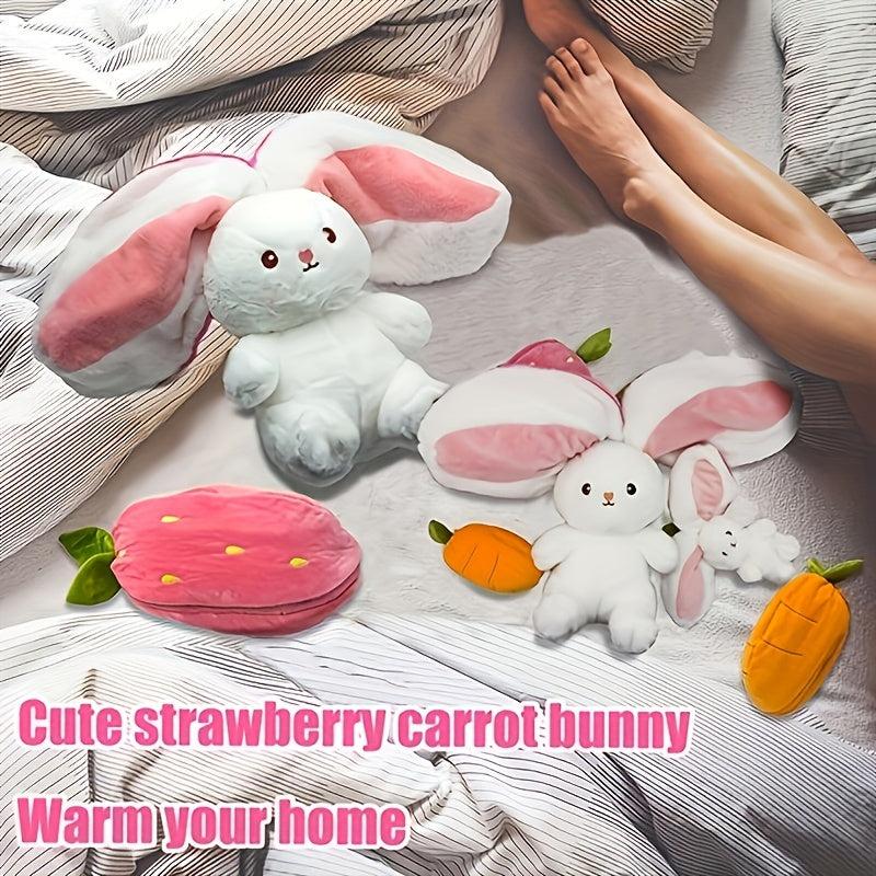Reversible Bunny Plush Toy Soft Rabbit Pillow Decoration - Easter Gift