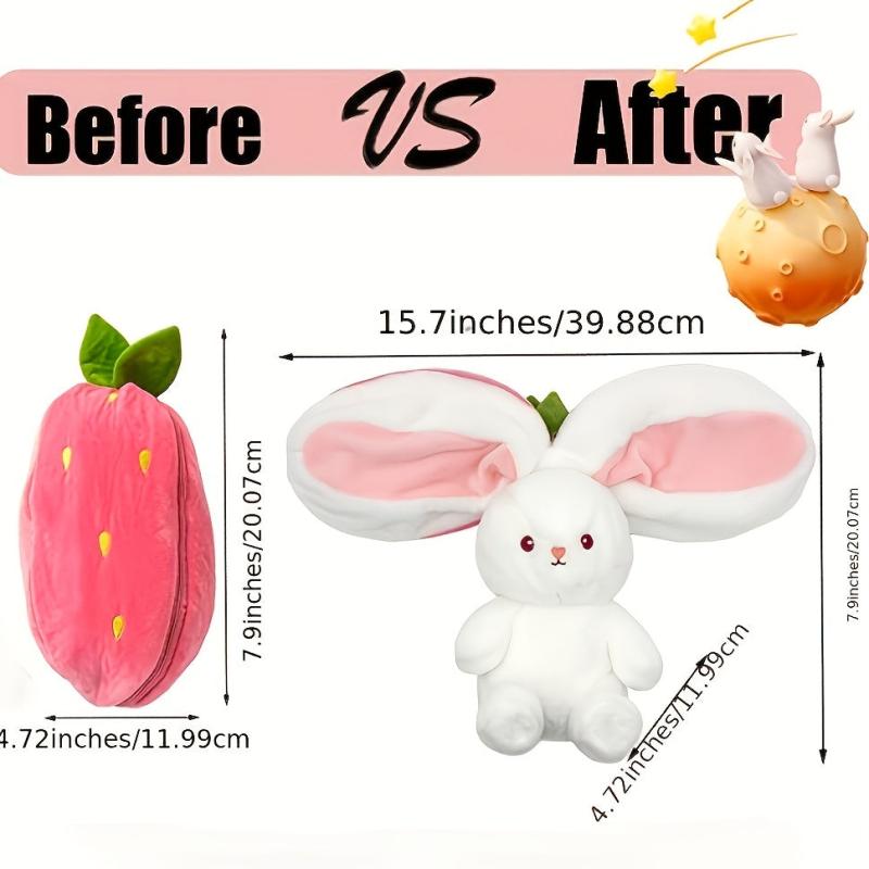 Reversible Bunny Plush Toy Soft Rabbit Pillow Decoration - Easter Gift
