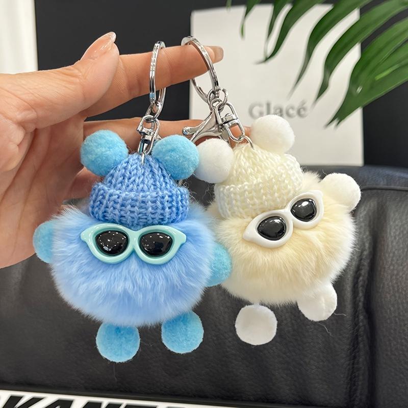 15in Plush Toy Keychain Faux Fur Keyring Gift for Women Girls Kids
