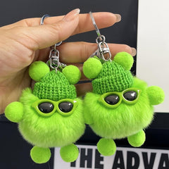 15in Plush Toy Keychain Faux Fur Keyring Gift for Women Girls Kids