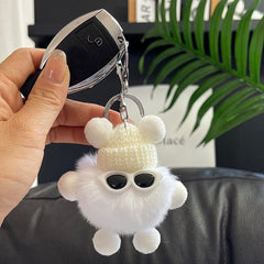 15in Plush Toy Keychain Faux Fur Keyring Gift for Women Girls Kids