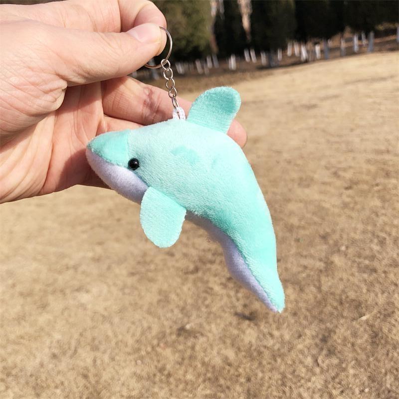 91 Cm Dolphin Plush Toy Keychain Girl Fluffy Fish Key Chain Bag Car Trinket Gift