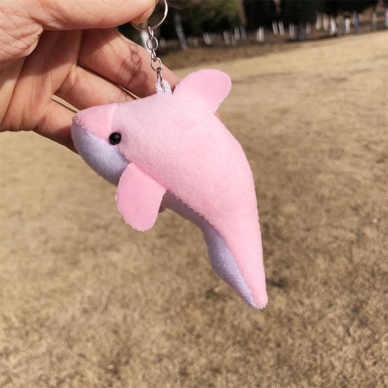 91 Cm Dolphin Plush Toy Keychain Girl Fluffy Fish Key Chain Bag Car Trinket Gift