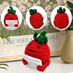 Funny Knitting Tomato Doll with Positive Card