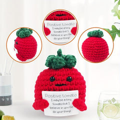 Funny Knitting Tomato Doll with Positive Card