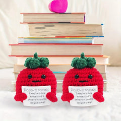Funny Knitting Tomato Doll with Positive Card