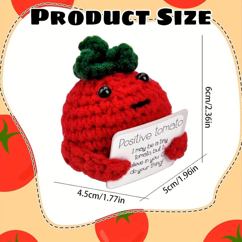 Funny Knitting Tomato Doll with Positive Card