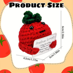 Funny Knitting Tomato Doll with Positive Card