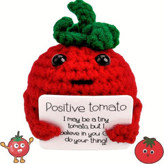 Funny Knitting Tomato Doll with Positive Card