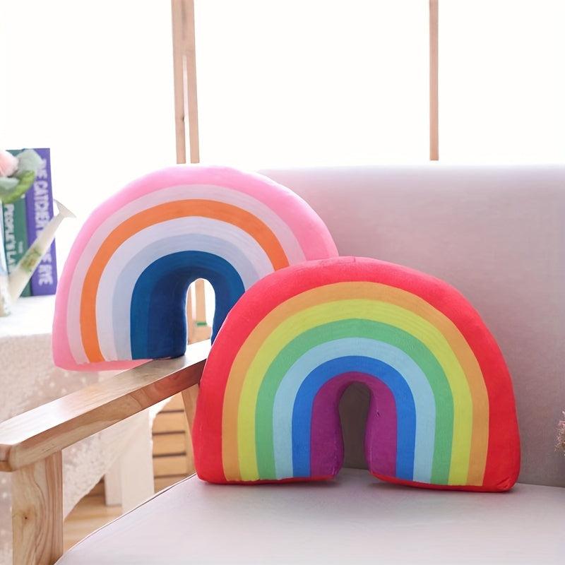 Rainbow Pillow Plush Decorative Travel Pillow Soft Filling Car Home