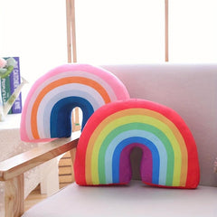 Rainbow Pillow Plush Decorative Travel Pillow Soft Filling Car Home