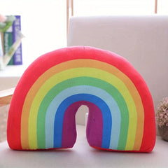 Rainbow Pillow Plush Decorative Travel Pillow Soft Filling Car Home