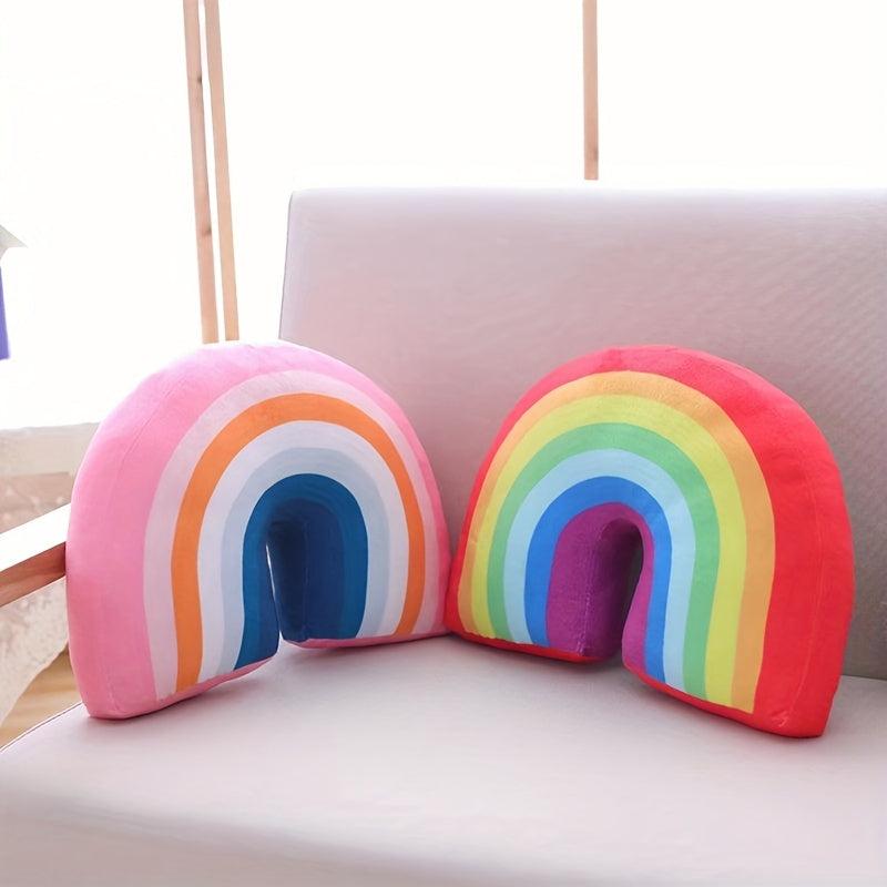 Rainbow Pillow Plush Decorative Travel Pillow Soft Filling Car Home