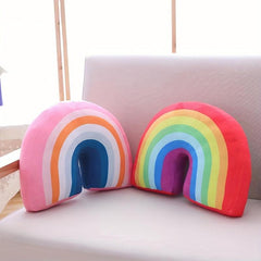Rainbow Pillow Plush Decorative Travel Pillow Soft Filling Car Home