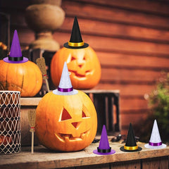 18pcs Halloween Mini Witch Hat & Broom DIY Crafts Party Accessories