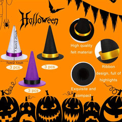 18pcs Halloween Mini Witch Hat & Broom DIY Crafts Party Accessories