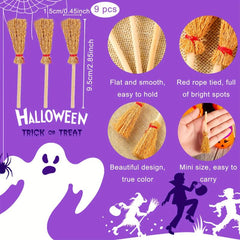 18pcs Halloween Mini Witch Hat & Broom DIY Crafts Party Accessories