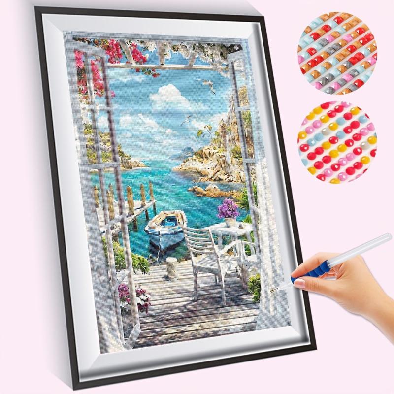 5D Diamond Painting Kit Boat Window View Art Set