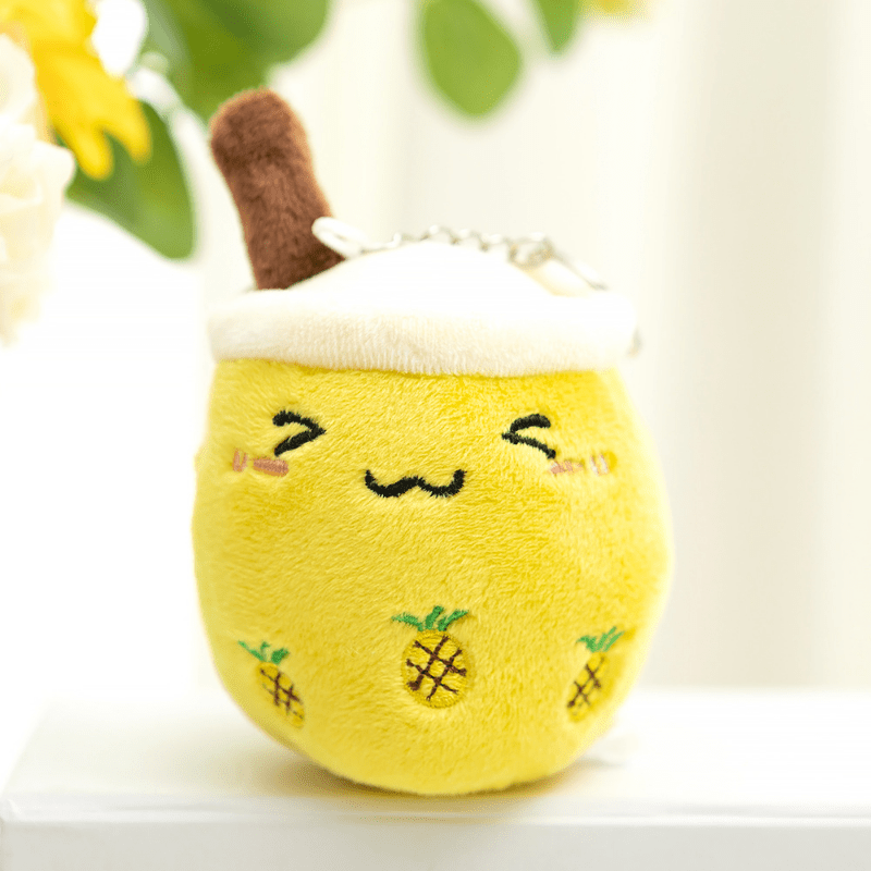 Fruit Milk Tea Cup Plush Doll Keychain