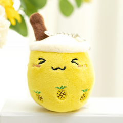 Fruit Milk Tea Cup Plush Doll Keychain