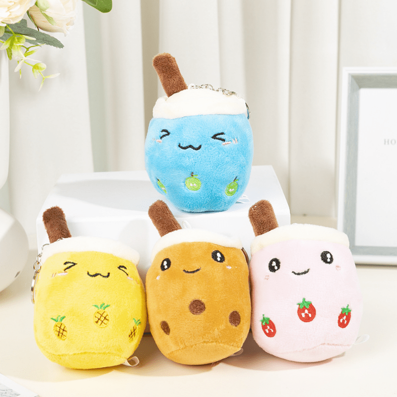 Fruit Milk Tea Cup Plush Doll Keychain