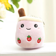 Fruit Milk Tea Cup Plush Doll Keychain