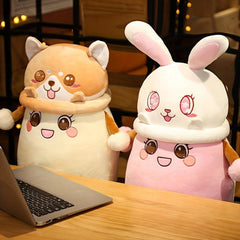 11'' Shiba Inu Rabbit Milk Tea Pillow Plush Toy Birthday Gift