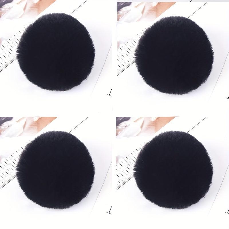 4pcs Faux Rabbit Fur Pom Pom Keychains Elastic Loop Hats Scarves Gloves Bags