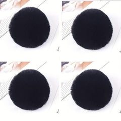 4pcs Faux Rabbit Fur Pom Pom Keychains Elastic Loop Hats Scarves Gloves Bags