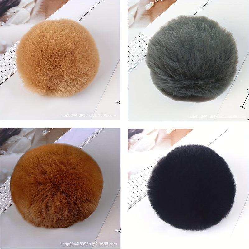 4pcs Faux Rabbit Fur Pom Pom Keychains Elastic Loop Hats Scarves Gloves Bags