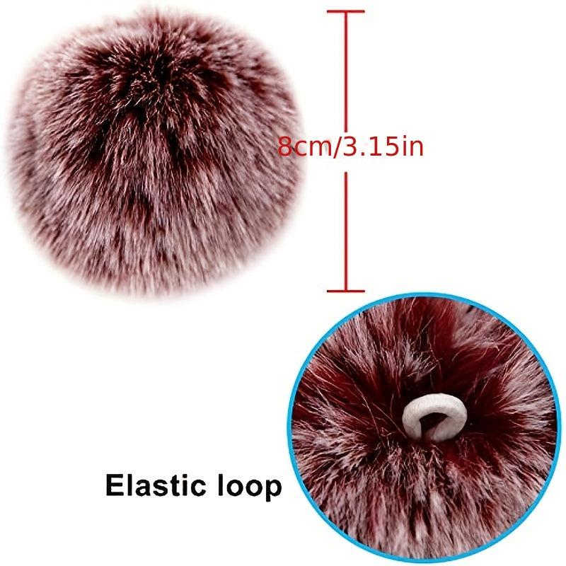 4pcs Faux Rabbit Fur Pom Pom Keychains Elastic Loop Hats Scarves Gloves Bags