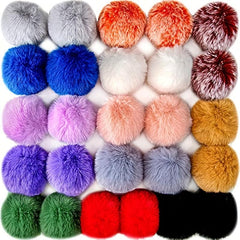 4pcs Faux Rabbit Fur Pom Pom Keychains Elastic Loop Hats Scarves Gloves Bags