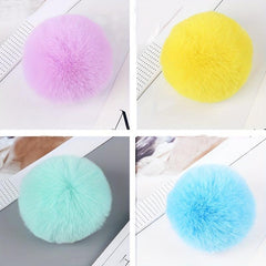 4pcs Faux Rabbit Fur Pom Pom Keychains Elastic Loop Hats Scarves Gloves Bags