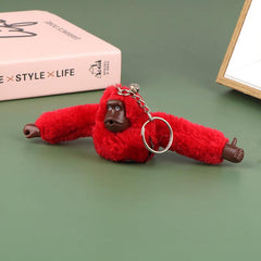 4pcs Orangutan Monkey Fuzzy Toy Keychain Animal Key Ring Purse Bag Car Ornament