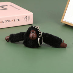4pcs Orangutan Monkey Fuzzy Toy Keychain Animal Key Ring Purse Bag Car Ornament