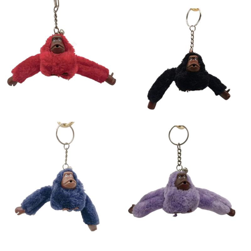 4pcs Orangutan Monkey Fuzzy Toy Keychain Animal Key Ring Purse Bag Car Ornament