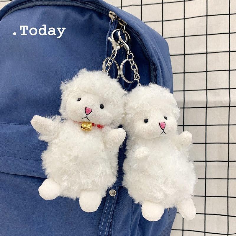 Cute Sheep Plush Key Chain Bell School Bag Pendant Doll Girl Gift