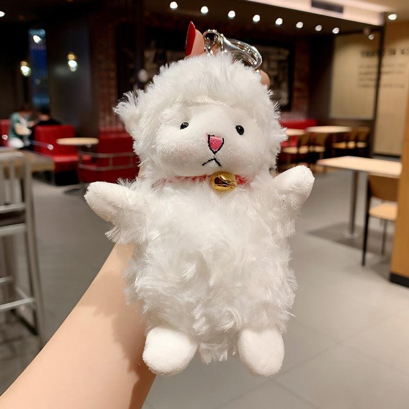 Cute Sheep Plush Key Chain Bell School Bag Pendant Doll Girl Gift