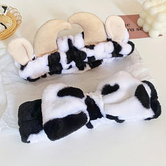 3D Cow Hair Band With Horn Hair Band Makeup Headband Plush Hair Accessories