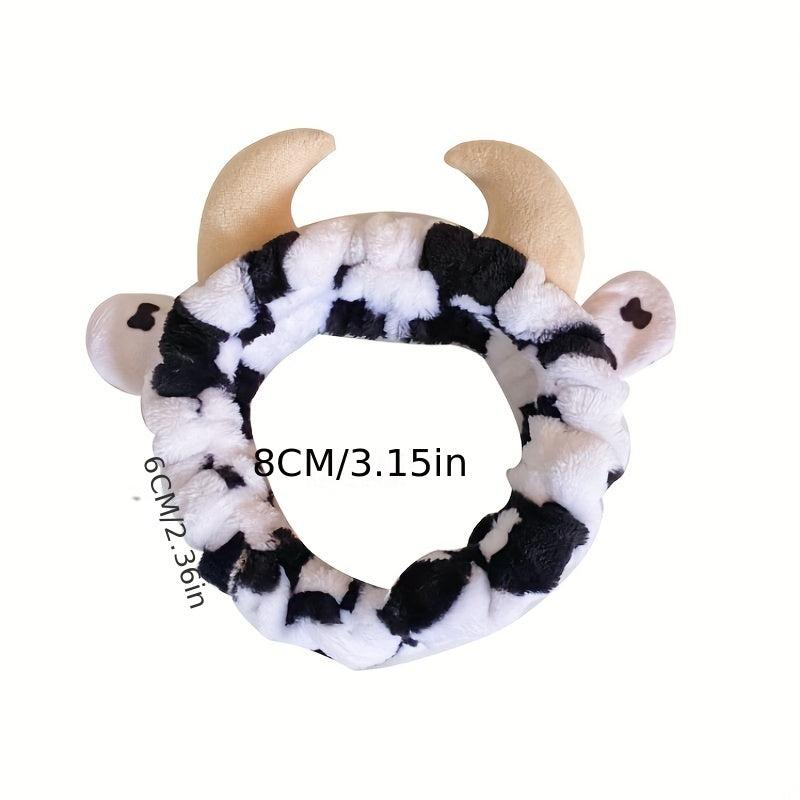 3D Cow Hair Band With Horn Hair Band Makeup Headband Plush Hair Accessories