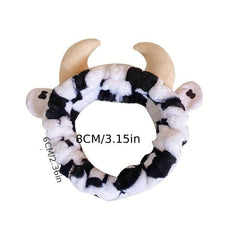 3D Cow Hair Band With Horn Hair Band Makeup Headband Plush Hair Accessories
