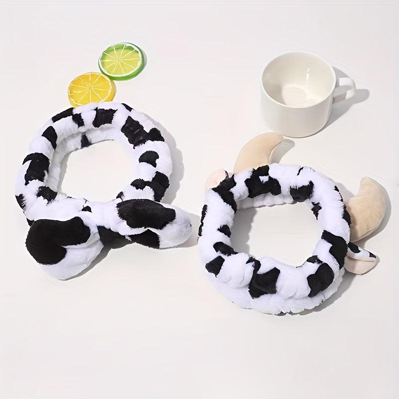 3D Cow Hair Band With Horn Hair Band Makeup Headband Plush Hair Accessories