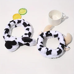 3D Cow Hair Band With Horn Hair Band Makeup Headband Plush Hair Accessories