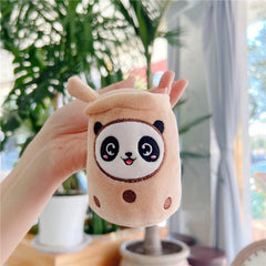 Adorable Panda Doll Plush Toy & Milk Tea Cup Pendant Gift Set