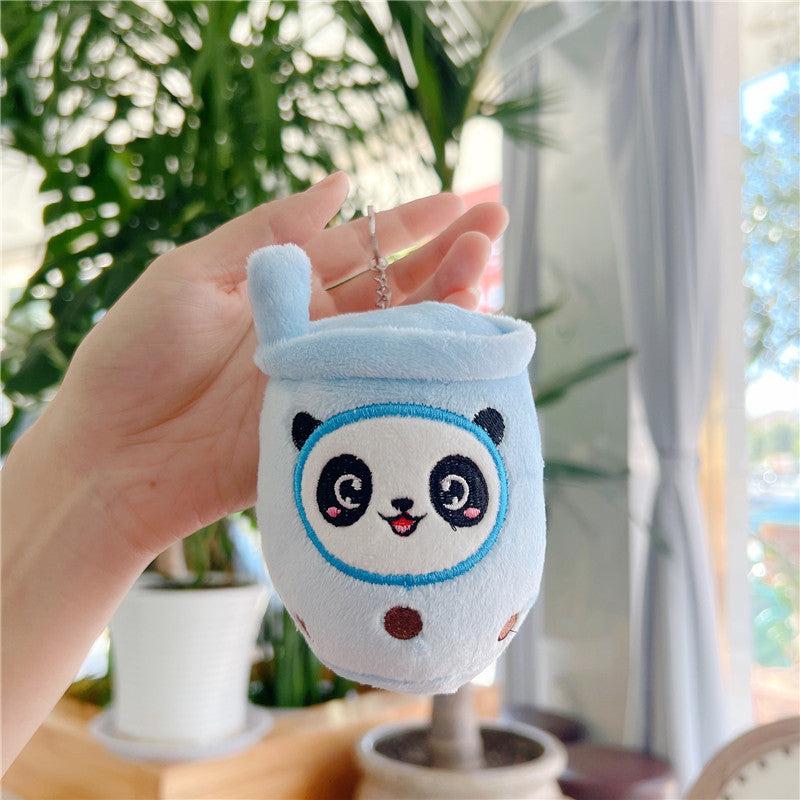 Adorable Panda Doll Plush Toy & Milk Tea Cup Pendant Gift Set